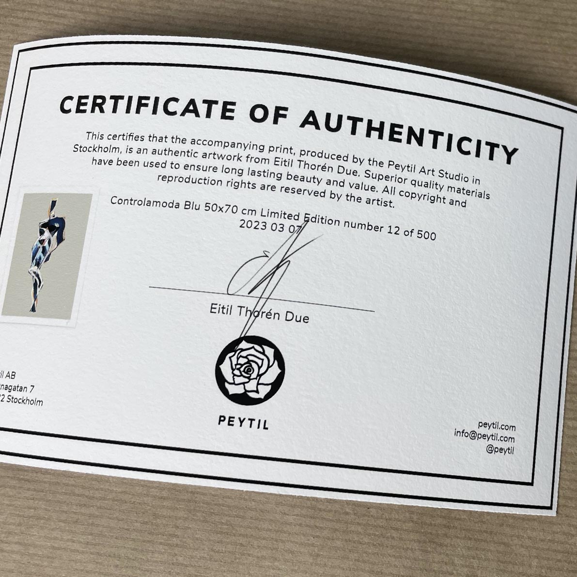 'Controlamoda Blu' Limited Edition of 500